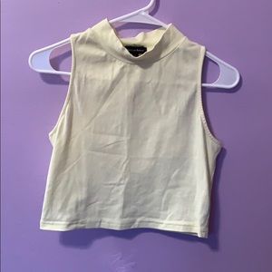 Yellow mock neck crop tank top